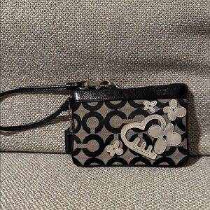 Coach Poppy Black Signature Patterned Wristlet